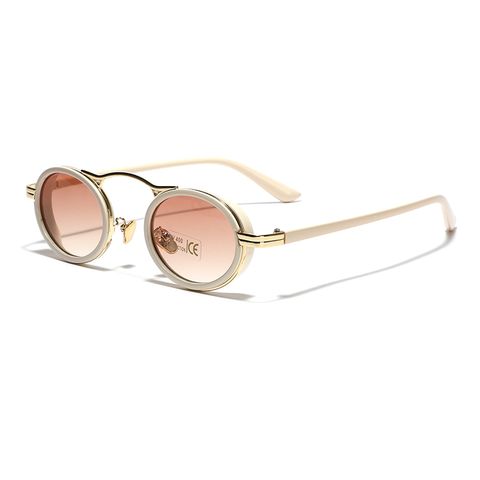 Hip-hop Streetwear Solid Color Ac Oval Frame Full Frame Women's Sunglasses