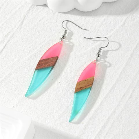 1 Pair Casual Simple Style Color Block Wood Drop Earrings