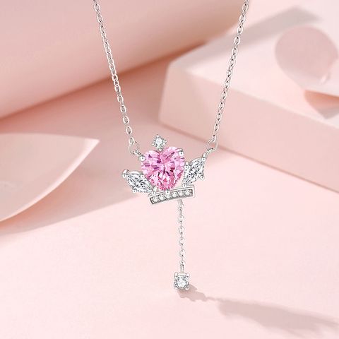 Simple Style Classic Style Color Block Sterling Silver Inlay Zircon Pendant Necklace