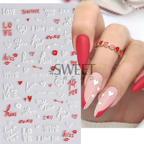 Valentine's Day Retro Sweet Cartoon Heart Shape Rose Pvc Nail Decoration Accessories 1 Piece