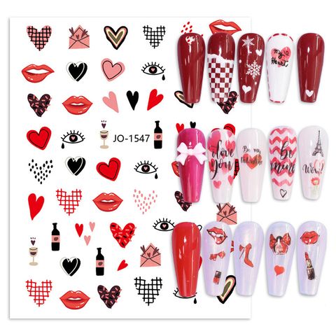 Valentine's Day Sweet Cartoon Heart Shape Pvc Nail Decoration Accessories 1 Piece