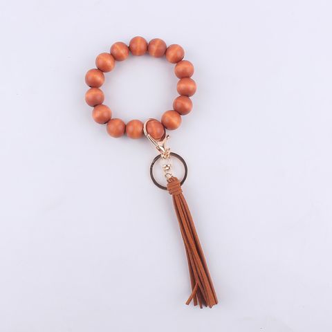 Vintage Style Solid Color Wood Unisex Keychain