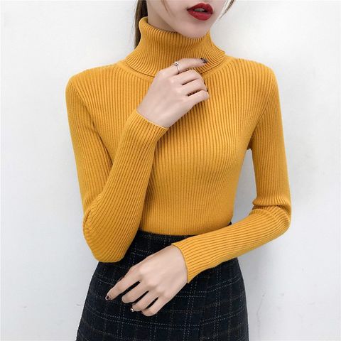 Women's Knitwear Long Sleeve Sweaters & Cardigans Casual Solid Color