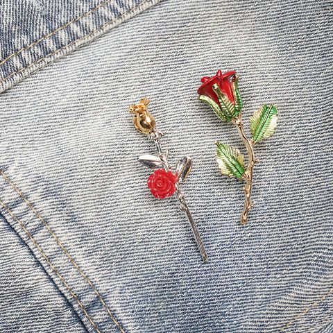 Vintage Style Rose Flower Metal Unisex Brooches