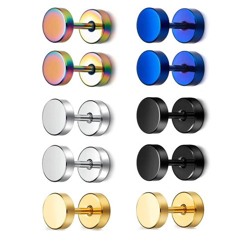 1 Set Casual Simple Style Round Solid Color Stainless Steel Ear Studs