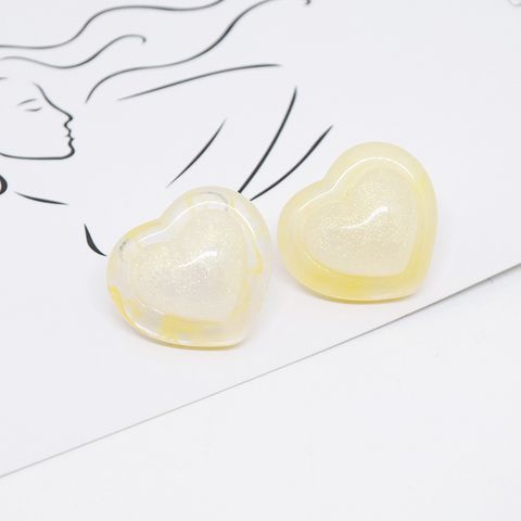 1 Pair Cute Heart Shape Resin Ear Studs