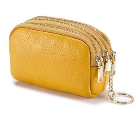 Women's Solid Color Leather Zipper Coin Purses