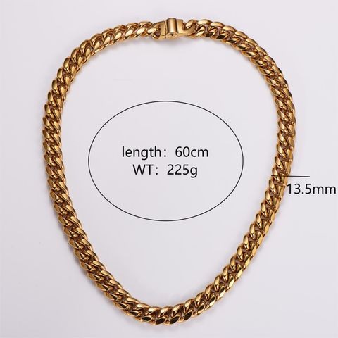 304 Stainless Steel 18K Gold Plated Hip-Hop Rock Plating Solid Color Necklace