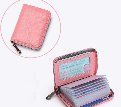 Unisex Solid Color Pu Leather Zipper Card Holders