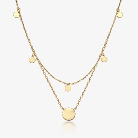 Retro Simple Style Classic Style Round Sterling Silver Plating 18k Gold Plated White Gold Plated Necklace