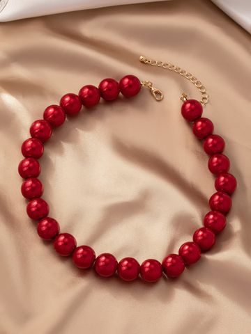 Simple Style Round Beaded Alloy Women's Necklace