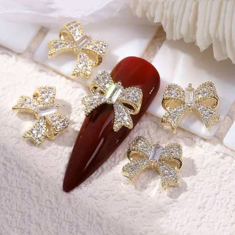 Elegant Butterfly Bow Knot Copper Inlaid Zircon Nail Decoration Accessories 3 Pieces