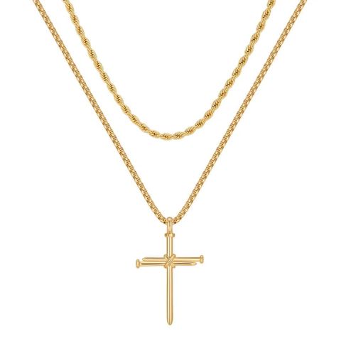 304 Stainless Steel Hip-Hop Vintage Style Layered Plating Cross