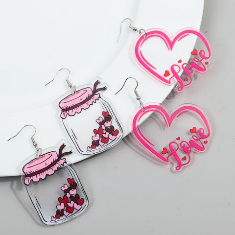 1 Pair Romantic Love Heart Shape Arylic Drop Earrings