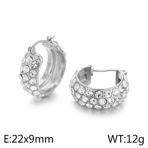 1 Pair Simple Style Round Plating Inlay Stainless Steel Zircon 18K Gold Plated Earrings