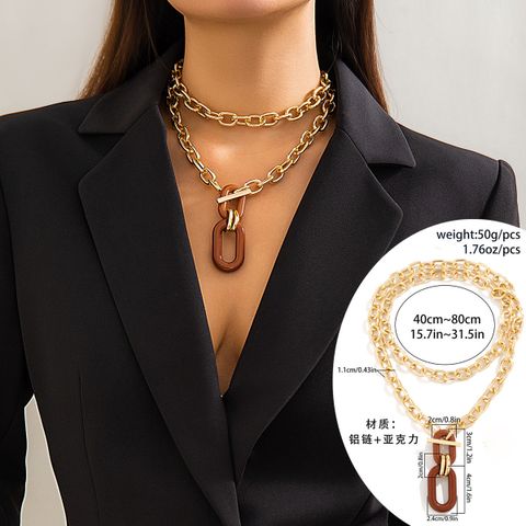 Vintage Style Geometric Solid Color Ccb Alloy Aluminum Plating Chain Women's Pendant Necklace