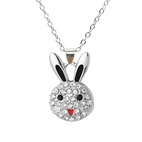 1 Piece Cute Rabbit Alloy Plating Rhinestones Women's Pendant Necklace