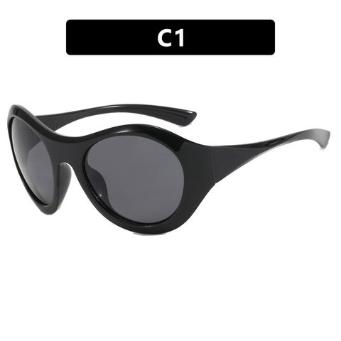 Y2k Solid Color Pc Round Frame Full Frame Women's Sunglasses