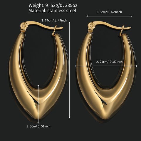 1 Pair Simple Style Solid Color Polishing Plating Stainless Steel 18K Gold Plated Hoop Earrings