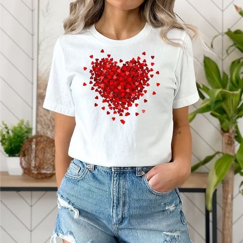 Women's T-shirt Short Sleeve T-shirts Classic Style Streetwear Heart Shape