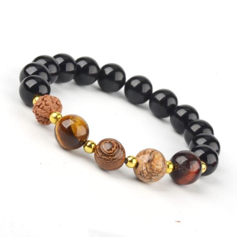 Ethnic Style Color Block Natural Stone Copper Beaded Bracelets
