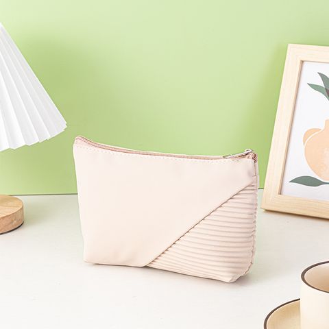 Preppy Style Classic Style Solid Color Pu Leather Square Makeup Bags