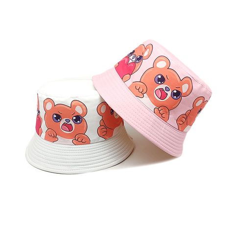 Children Unisex Cute Cartoon Bear Printing Bucket Hat