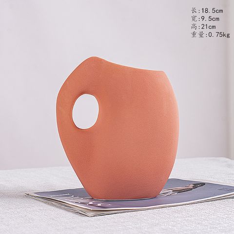 Simple Style Solid Color Ceramics Vase Artificial Decorations