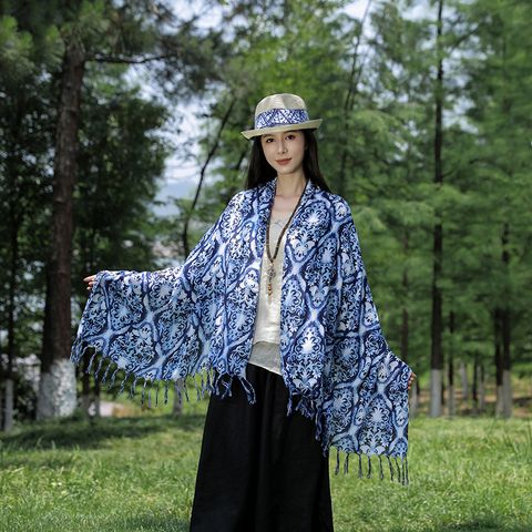 Women's Ethnic Style Printing Tie Dye Polyester Shawl