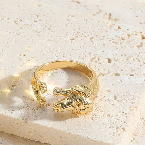 Vintage Style Simple Style Commute Solid Color Copper Plating 14k Gold Plated Open Rings