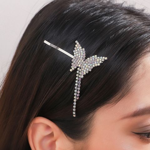 Mujeres Elegante Mariposa Diamante De Imitación Metal Enchapado Pinza Para El Cabello
