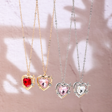 Princess Cute Sweet Star Heart Shape Alloy Plating Inlay Rhinestones Women's Pendant Necklace