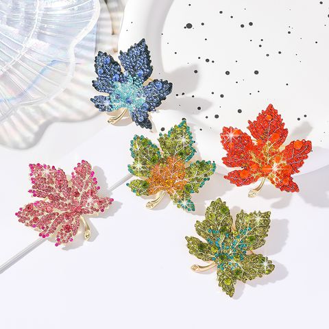 Elegant Shiny Maple Leaf Alloy Rhinestones Women's Brooches