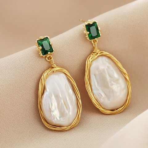 Elegant Luxurious Baroque Style Geometric Freshwater Pearl Brass Beaded Inlay Freshwater Pearl Zircon Women's Bracelets Earrings Necklace