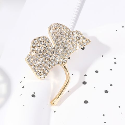 Elegant Ginkgo Leaf Alloy Rhinestones Women's Brooches