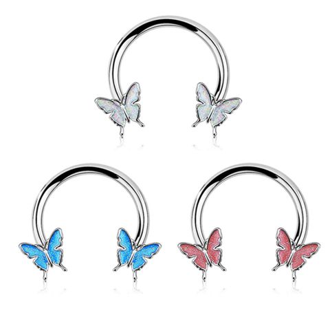 1 Piece Nose Rings & Studs Streetwear Butterfly 304 Stainless Steel Alloy Epoxy Palladium Plating