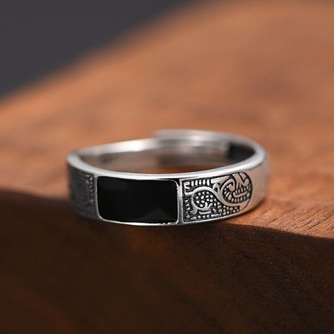 Ethnic Style Dragon Copper Plating Silver Plated Men's Rings