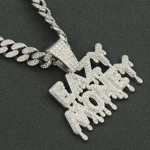 Hip-hop Punk Letter Alloy Plating Inlay Rhinestones Gold Plated Men's Pendant Necklace