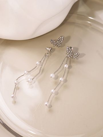 1 Pair French Style Butterfly Alloy Drop Earrings
