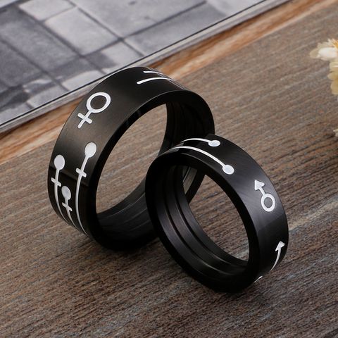 Korean Style Geometric Titanium Steel Rings