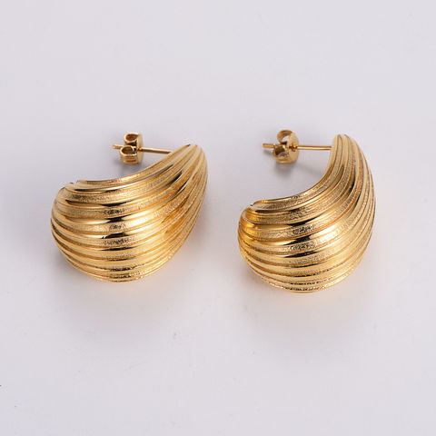 1 Pair Simple Style Geometric Stainless Steel 24k Gold Plated Ear Studs