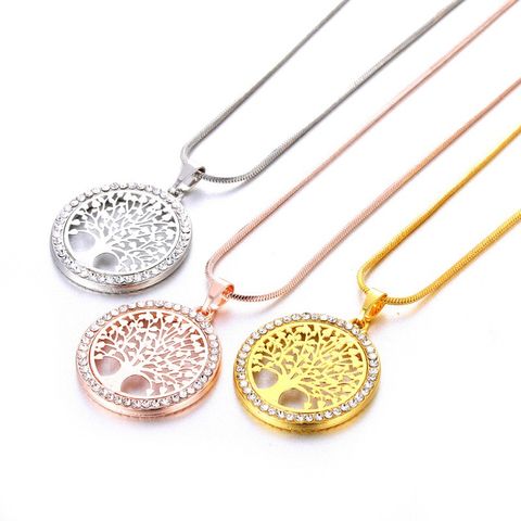 Fashion Life Tree Alloy Copper Plating Inlay Artificial Rhinestones Unisex Sweater Chain