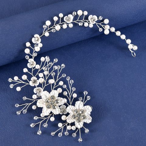 Women's Wedding Bridal Flower Artificial Pearl Alloy Resin Hair Band
