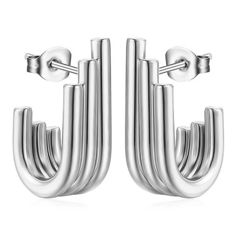 Retro U Shape Stainless Steel Plating Earrings 1 Pair