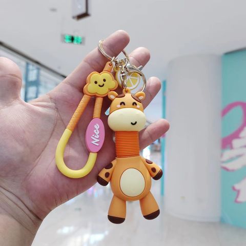 Cute Cat Giraffe Pvc Unisex Bag Pendant Keychain