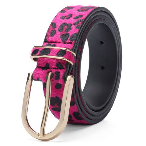 Sweet Simple Style Leopard Imitation Leather Alloy Women's Leather Belts