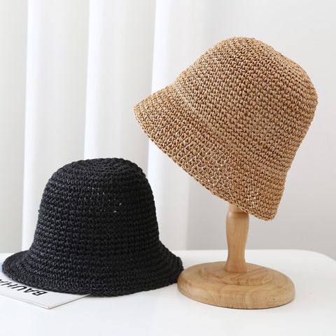 Women's Vacation Solid Color Big Eaves Straw Hat