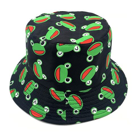 Unisex Simple Style Frog Double-sided Flat Eaves Bucket Hat