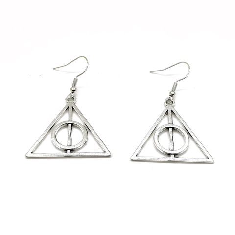 1 Pair Vintage Style Triangle Round Plating Alloy Silver Plated Drop Earrings