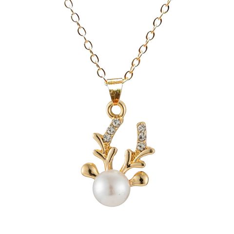 Ig Style Sweet Antlers Alloy Plating Inlay Artificial Pearls Gold Plated Silver Plated Women's Earrings Necklace